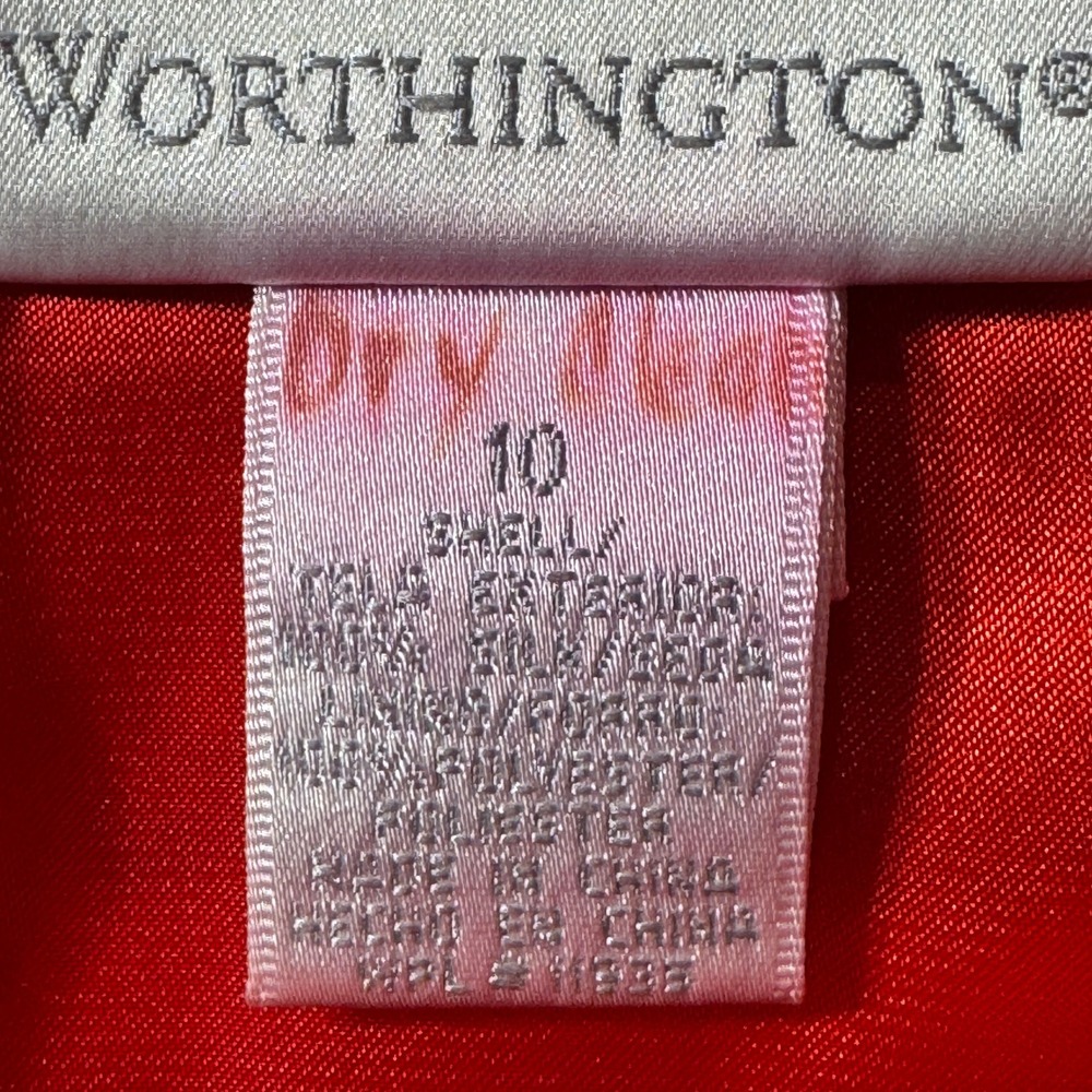 Worthington Silk Skirt Womens 10 Red Pink Paisley Knee Length Lined Fairy Boho - Picture 3 of 11
